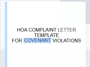 Hoa Complaint Letter Template for Covenant Violations